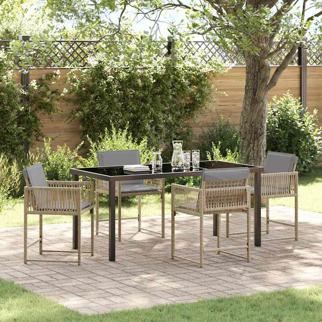 Have Spisebordssæt 5 stk. Beige polyrattan