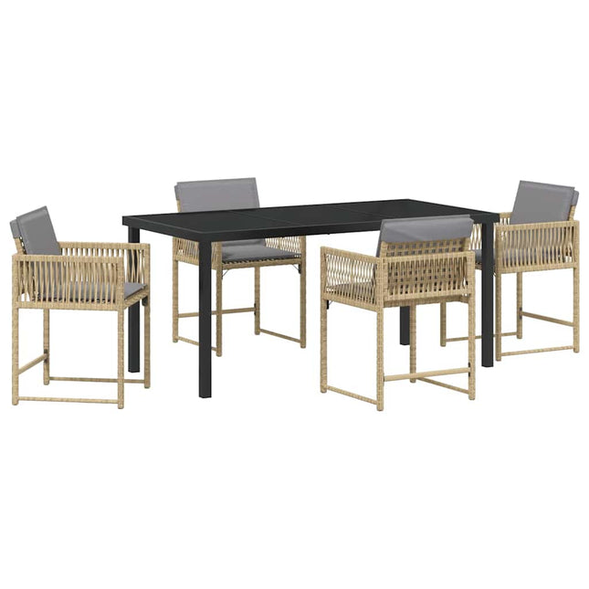 Have Spisebordssæt 5 stk. Beige polyrattan