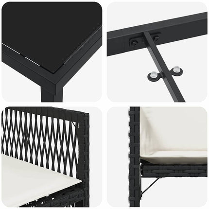 Have Spisebordssæt 5 pcs Sort polyrattan