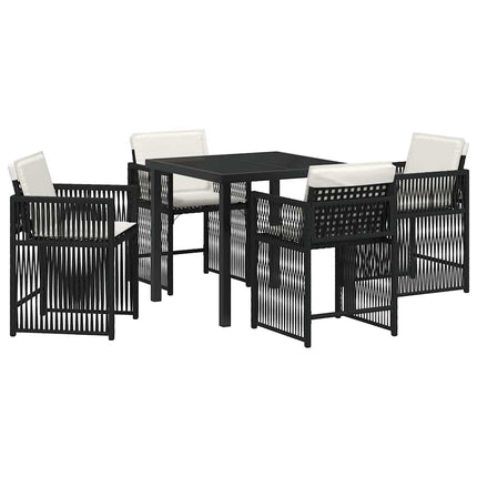 Have Spisebordssæt 5 pcs Sort polyrattan