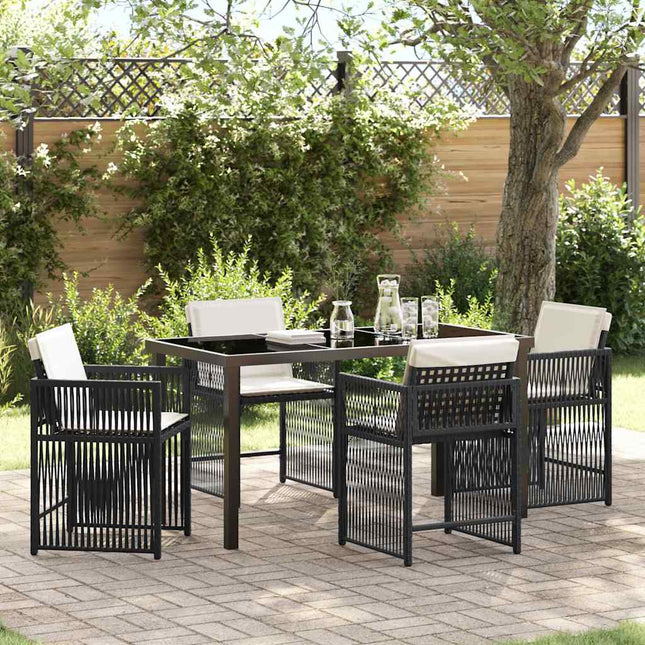 Have Spisebordssæt 5 stk. Sort polyrattan