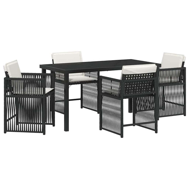 Have Spisebordssæt 5 stk. Sort polyrattan