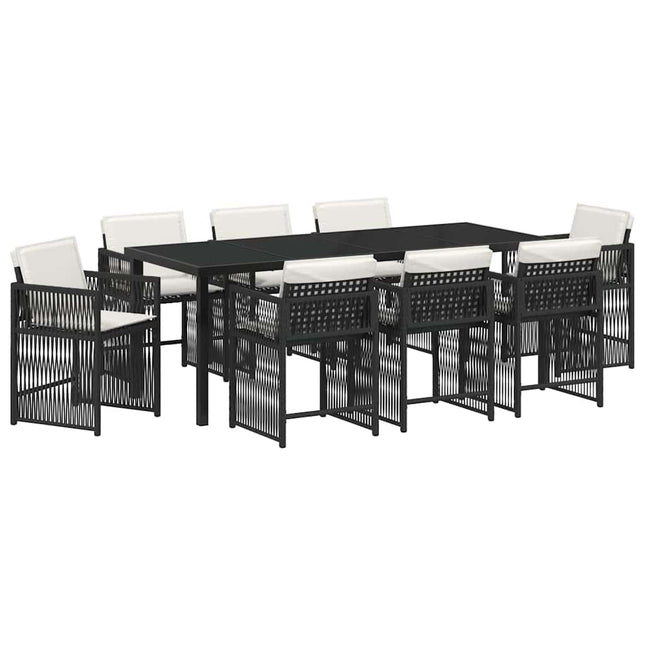 Have Spisebordssæt 9 stk. Sort polyrattan