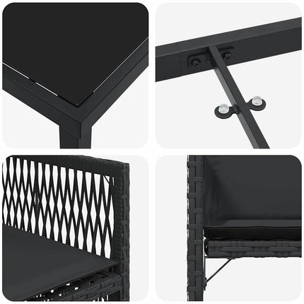 Have Spisebordssæt 5 pcs Sort polyrattan