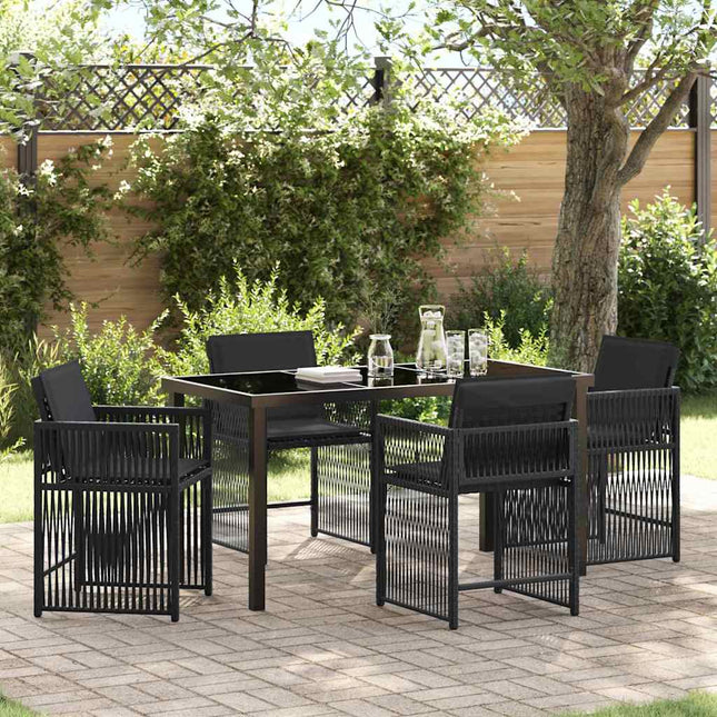 Have Spisebordssæt 5 stk. Sort polyrattan