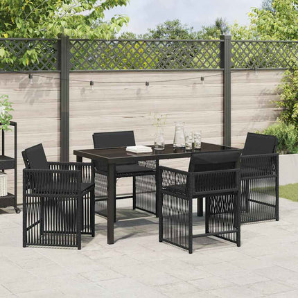 Have Spisebordssæt 5 pcs Sort polyrattan