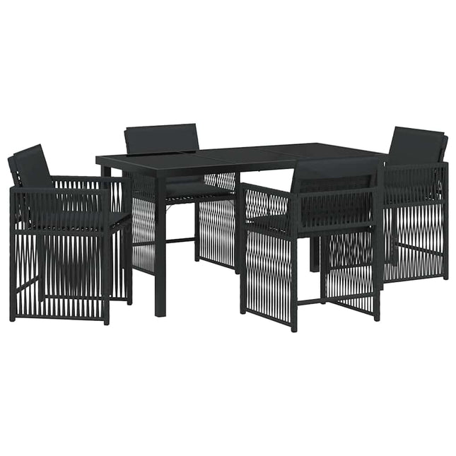 Have Spisebordssæt 5 stk. Sort polyrattan