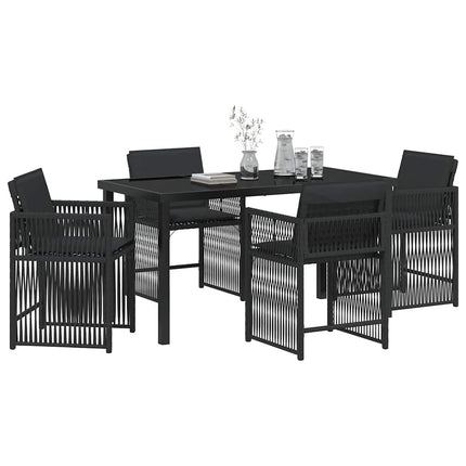 Have Spisebordssæt 5 pcs Sort polyrattan