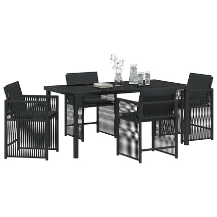 Have Spisebordssæt 5 pcs Sort polyrattan