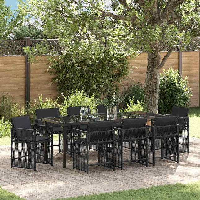 Have Spisebordssæt 9 stk. Sort polyrattan
