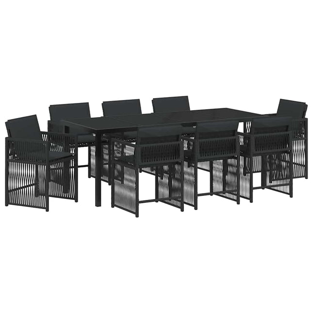 Have Spisebordssæt 9 stk. Sort polyrattan