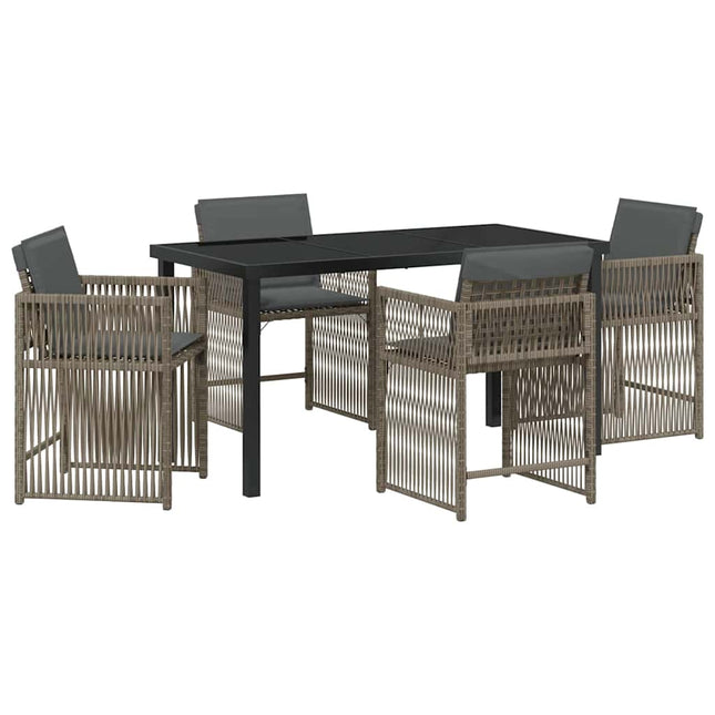 Have Spisebordssæt 5 stk. Grå polyrattan