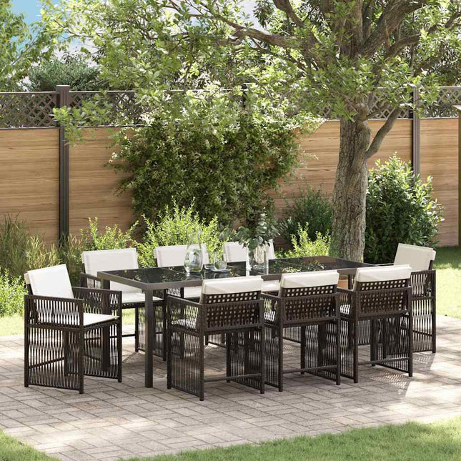 Have Spisebordssæt 9 stk. Brun polyrattan