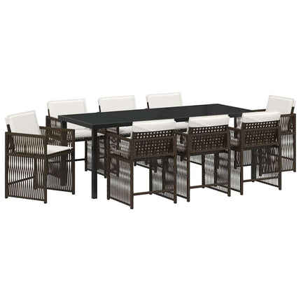 Have Spisebordssæt 9 pcs Brun polyrattan