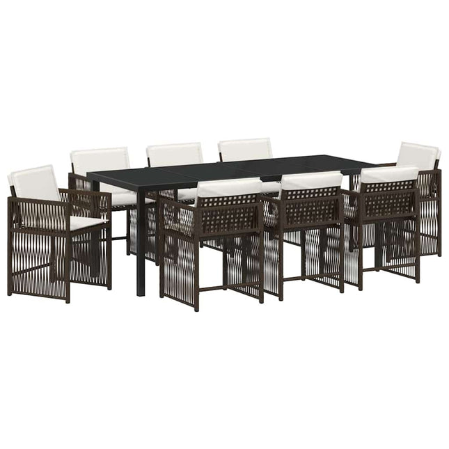 Have Spisebordssæt 9 stk. Brun polyrattan
