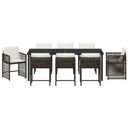 Have Spisebordssæt 9 pcs Brun polyrattan