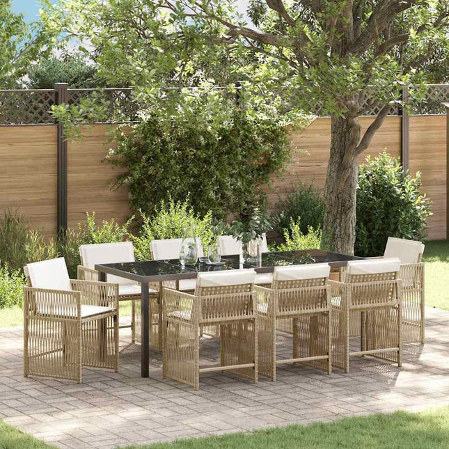 Have Spisebordssæt 9 stk. Beige polyrattan