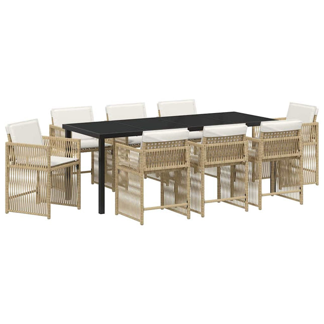 Have Spisebordssæt 9 stk. Beige polyrattan
