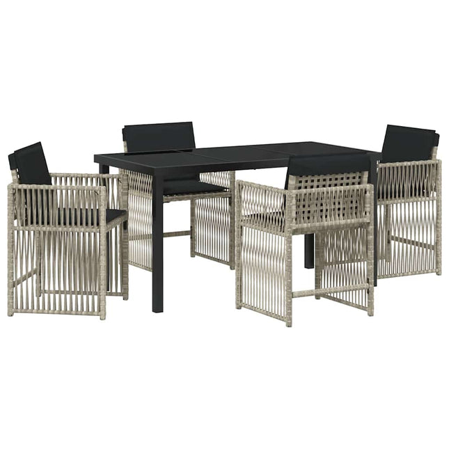 Have Spisebordssæt 5 stk. Lysegrå polyrattan
