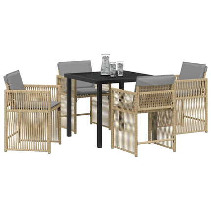 Have Spisebordssæt 5 stk. Beige polyrattan