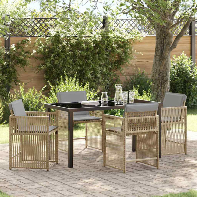 Have Spisebordssæt 5 stk. Beige polyrattan
