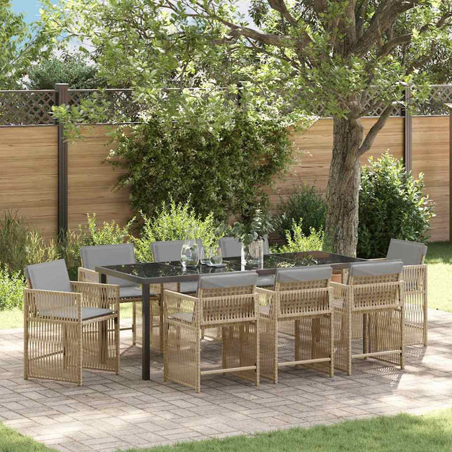 Have Spisebordssæt 9 stk. Beige polyrattan