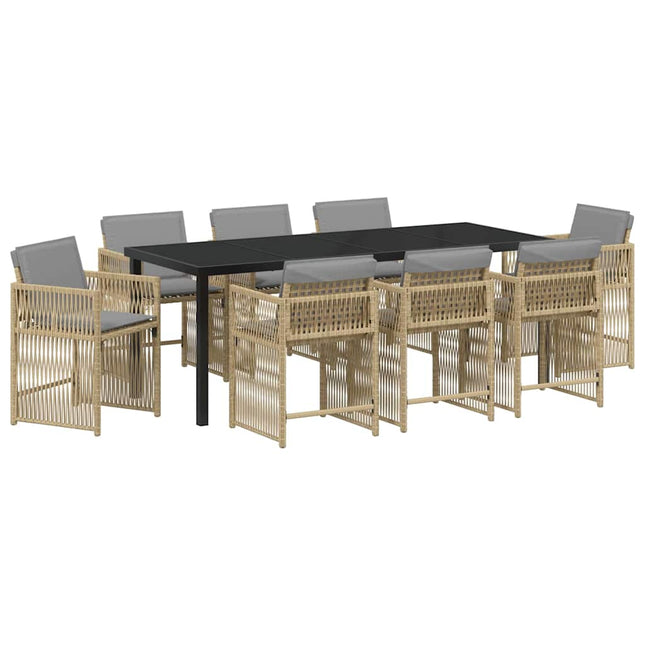 Have Spisebordssæt 9 stk. Beige polyrattan