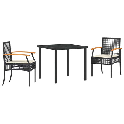 Have Spisebordssæt med pude 3 pcs Sort Rattan