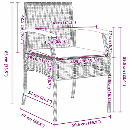Have Spisebordssæt med pude 3 pcs Sort Rattan