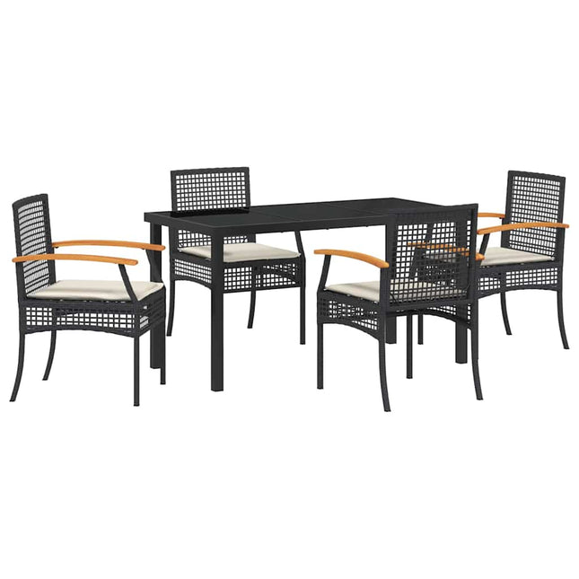 Have Spisebordssæt 5 stk. Sort Rattan