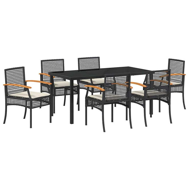 Have Spisebordssæt 7 stk. Sort Rattan
