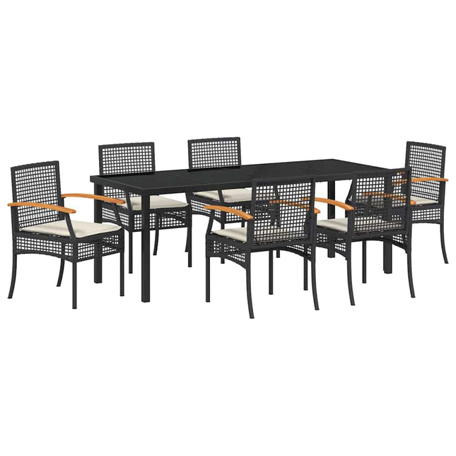 Have Spisebordssæt 7 stk. Sort Rattan