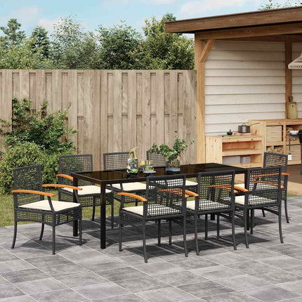 Have Spisebordssæt med pude 9 pcs Sort Rattan