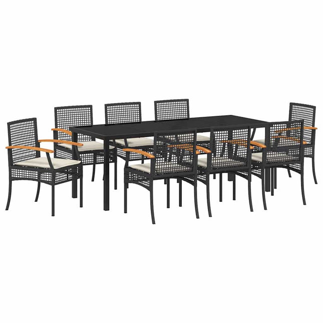 Have Spisebordssæt 9 stk. Sort Rattan