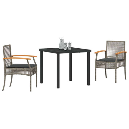 Have Spisebordssæt med pude 3 pcs Grå og sort Rattan