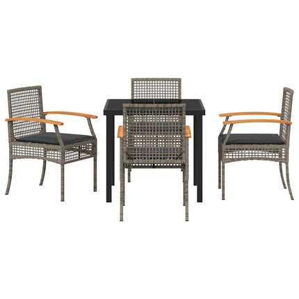 Have Spisebordssæt med pude 5 pcs Grå og sort Rattan