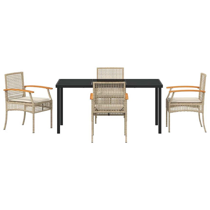 Have Spisebordssæt med pude 5 pcs Beige og sort Rattan