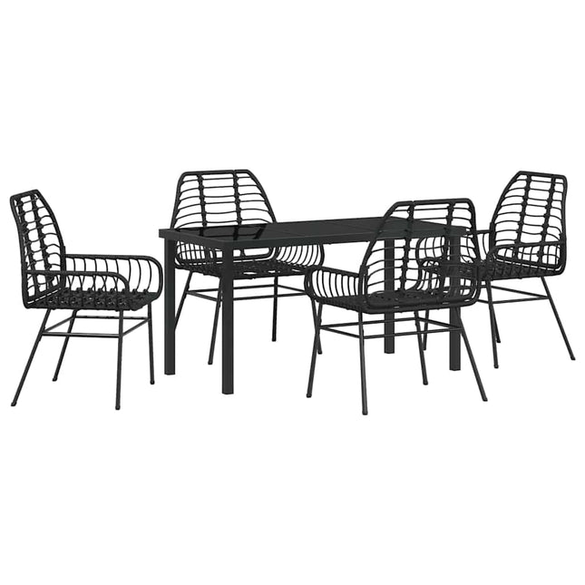 Have Spisebordssæt 5 stk. Sort polyrattan