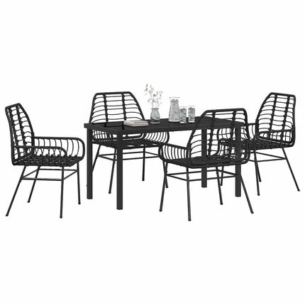 Have Spisebordssæt 5 pcs Sort polyrattan