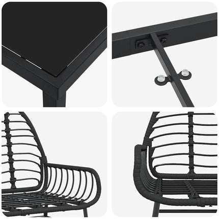 Have Spisebordssæt 5 pcs Sort polyrattan