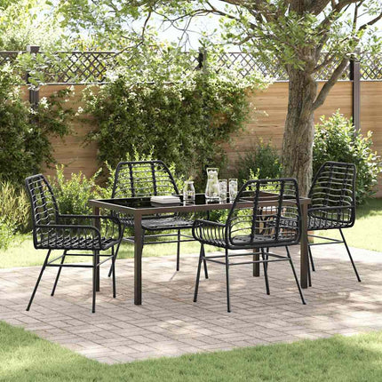 Have Spisebordssæt 5 pcs Sort polyrattan