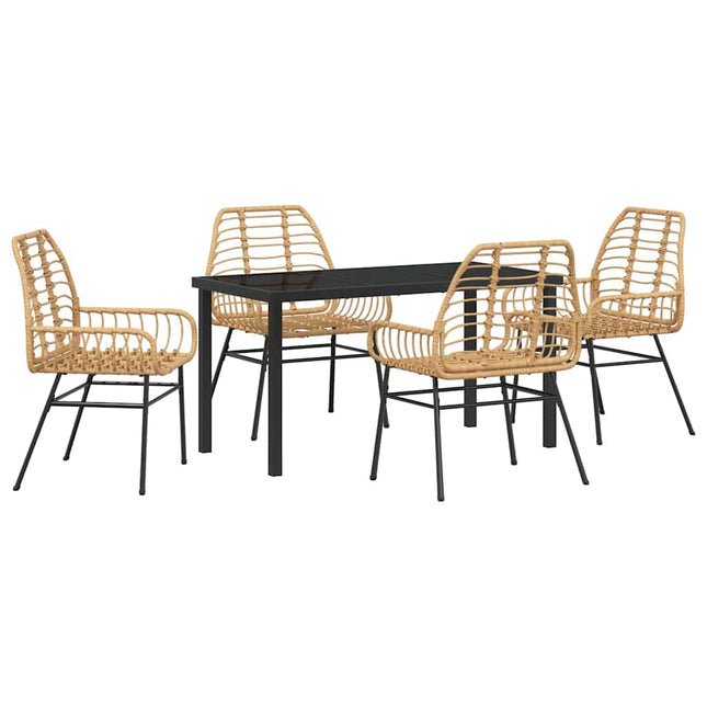 Have Spisebordssæt 5 stk. Brun polyrattan