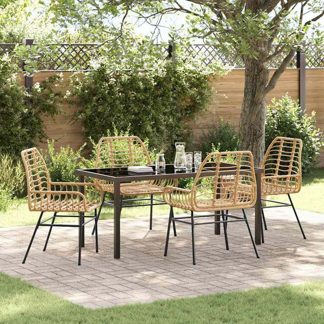 Have Spisebordssæt 5 stk. Brun polyrattan