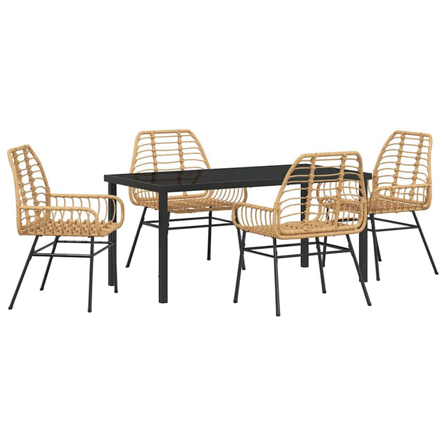 Have Spisebordssæt 5 stk. Brun polyrattan