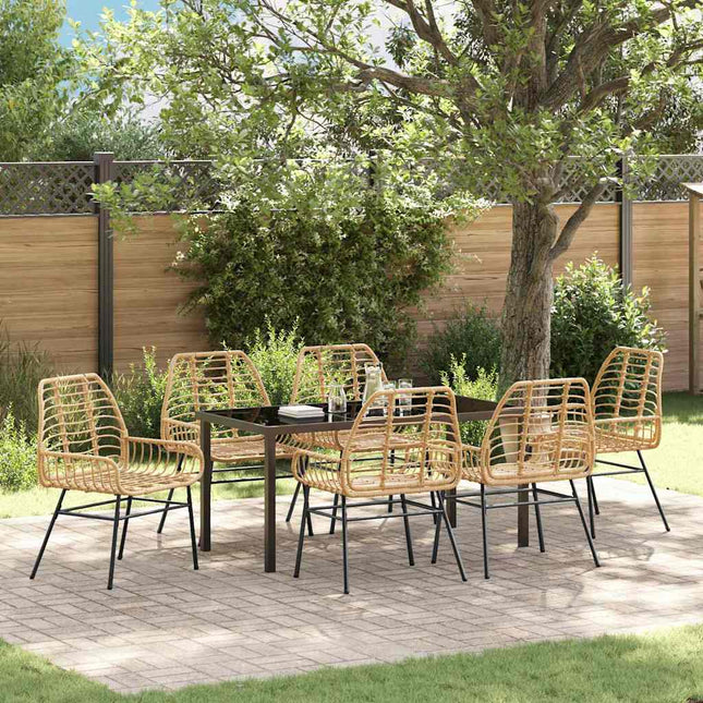 Have Spisebordssæt 7 stk. Brun polyrattan
