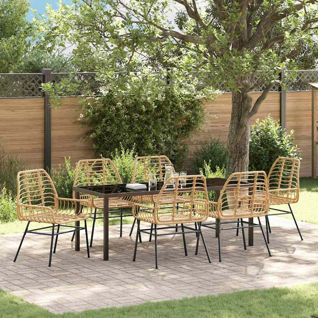 Have Spisebordssæt 7 stk. Brun polyrattan