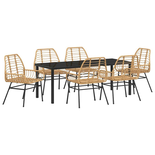 Have Spisebordssæt 7 stk. Brun polyrattan