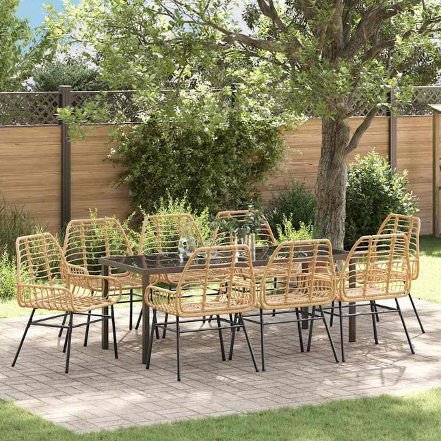 Have Spisebordssæt 9 stk. Brun polyrattan