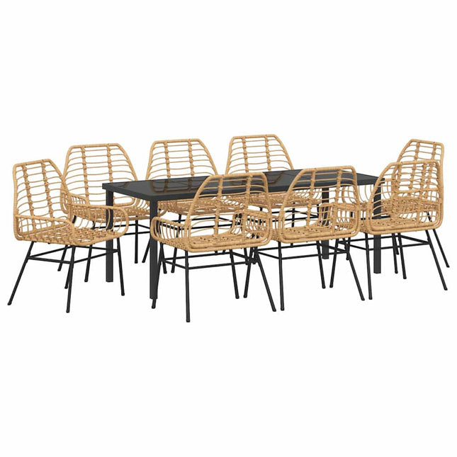 Have Spisebordssæt 9 stk. Brun polyrattan