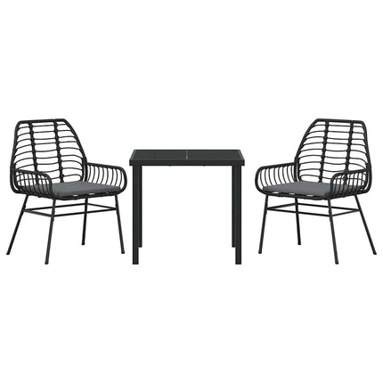 Have Spisebordssæt 3 pcs Sort polyrattan